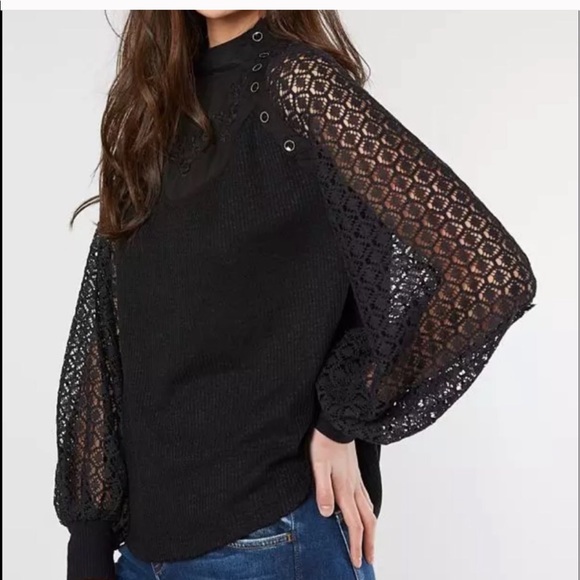 Free People Sweetest Thing Black Thermal - Picture 2 of 13